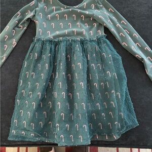Hanna Andersson Teal Candy Cane Dress